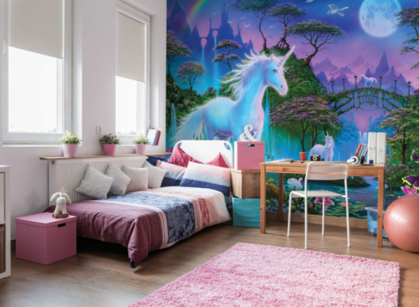 Wallpaper dengan motif unicorn